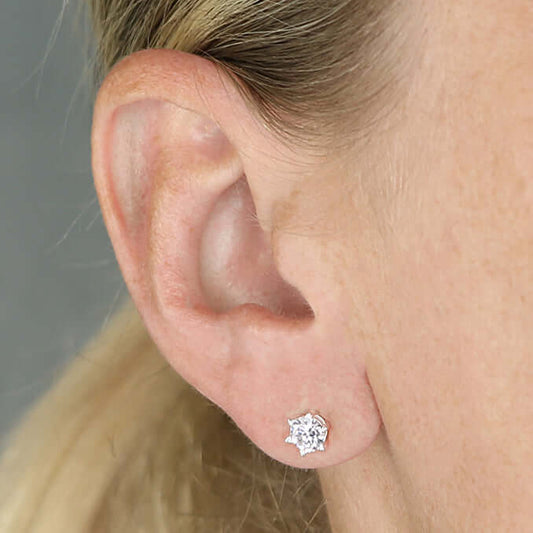 Classic 5mm Solitaire Cz Stud Earrings In Sterling Silver - Twelve Silver Trees