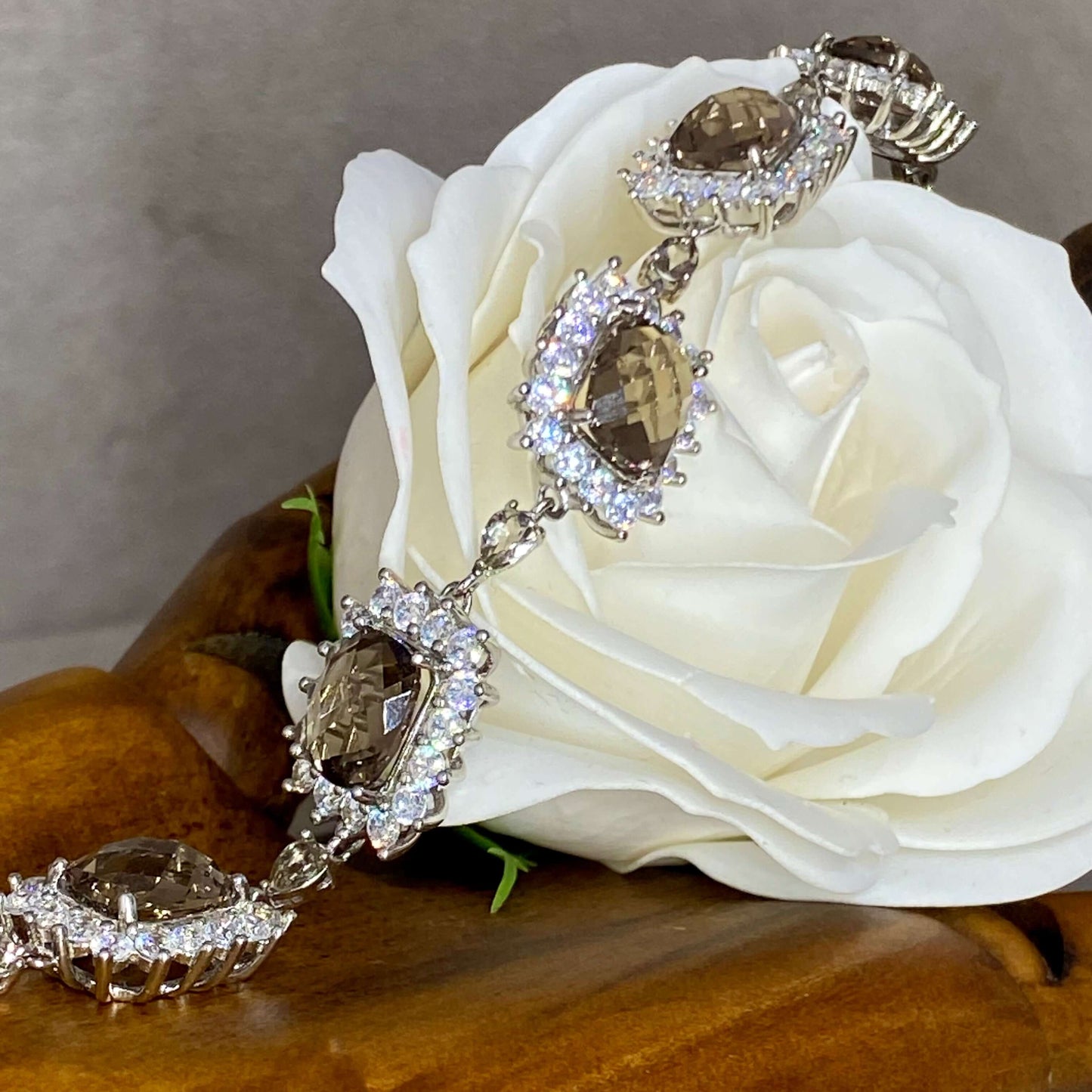 Smoky Quartz Sterling Silver Cluster Bracelet - One of a kind - Twelve Silver Trees