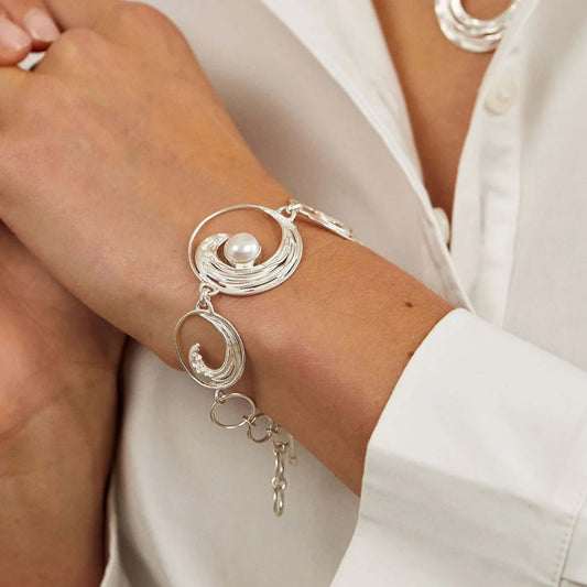 Japanese Inspired Hokusai The Great Wave Sterling Silver Bracelet By Paula Bolton - Twelve Silver Trees