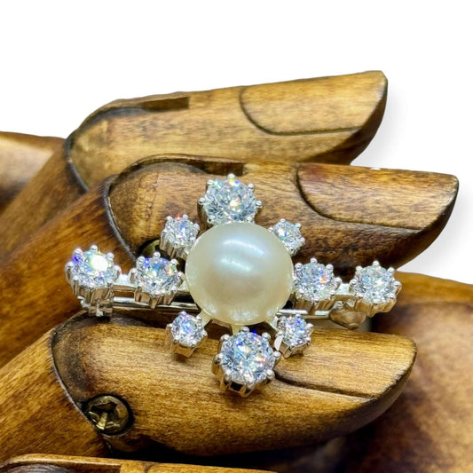 Freshwater Pearl Starburst Sterling Silver Bar Brooch - Twelve Silver Trees