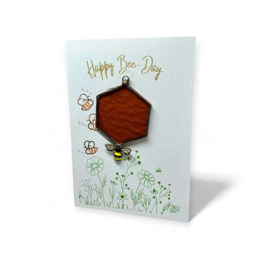Happy Bee Day Handmade Birthday Card With Glass Sun Catcher - Twelve Silver Trees