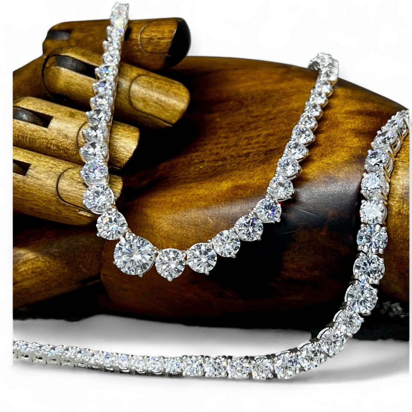 Graduated Sterling Silver Tennis Necklace - Special Order - Twelve Silver Trees