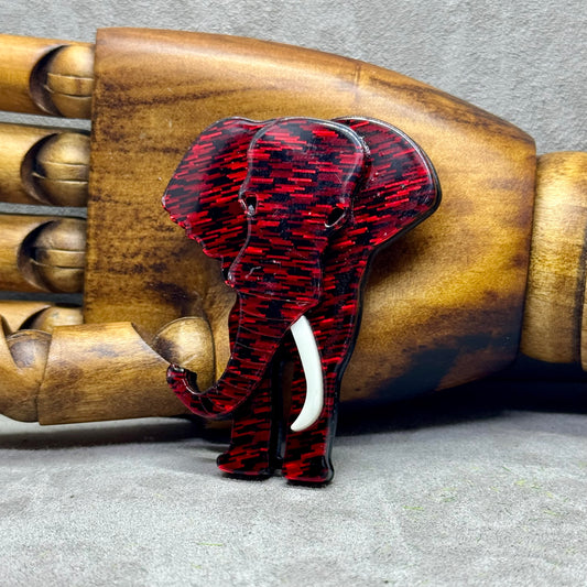 Handmade Acrylic Art Brooch - The Majestic Elephant - Twelve Silver Trees