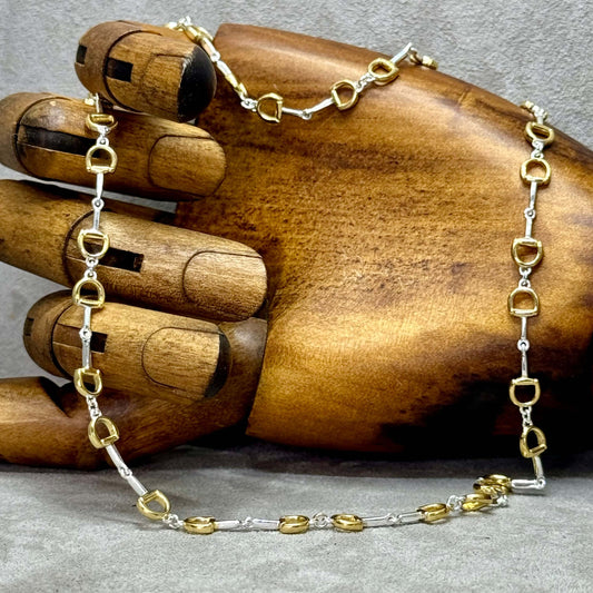 Continuous Snaffle Necklace Sterling Silver And 18 Carat Gold. - Twelve Silver Trees
