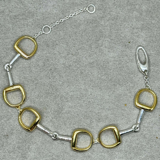 Classic Sterling Silver & Gold Snaffle Bracelet - Twelve Silver Trees