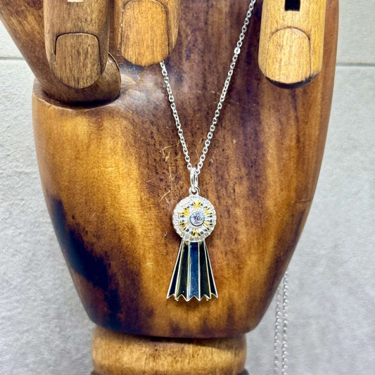 Sterling Silver Two-Tone Yellow Gold Vermeil Rosette Pendant - Twelve Silver Trees