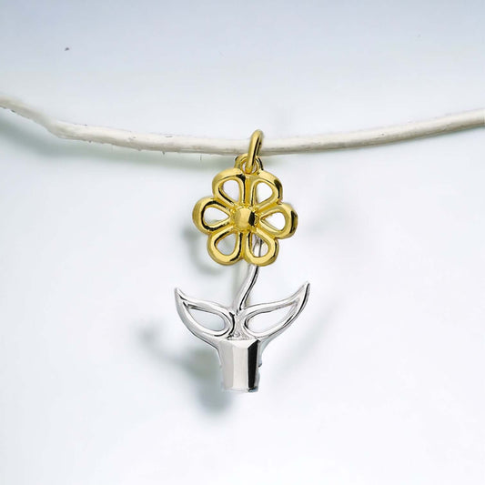 Flower Pot Pendant in Sterling Silver & Gold - Twelve Silver Trees
