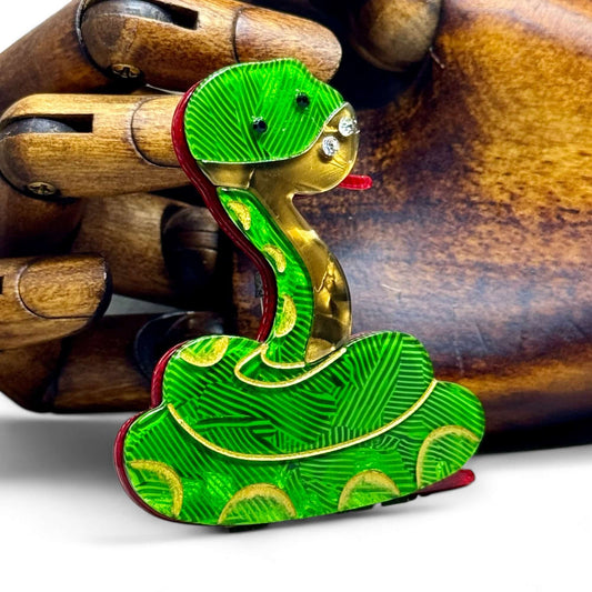 Handmade Acrylic Art Brooch - The Sassy Snake - Twelve Silver Trees