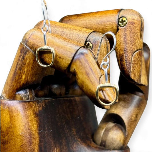 Sterling Silver Snaffle Bit Drop Earrings - Gold - Twelve Silver Trees