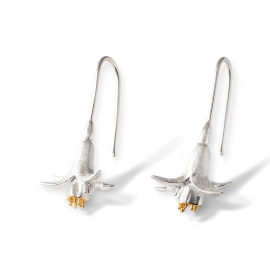 Handmade Sterling Silver Fuchsia Flower Earrings - Twelve Silver Trees