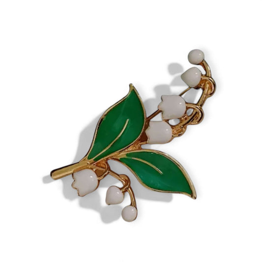Lily Of Valley Enamel Flower Brooch - Twelve Silver Trees