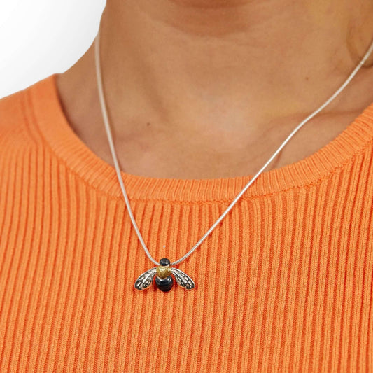 Handmade Sterling Silver Honeybee Bee Pendant - Twelve Silver Trees