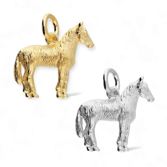 Sterling Silver Horse Charm Pendant - Twelve Silver Trees