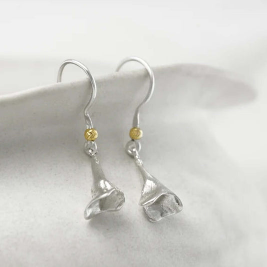 Contemporary Silver Drop Fuchsia Earrings with Gold Detail - Twelve Silver Trees