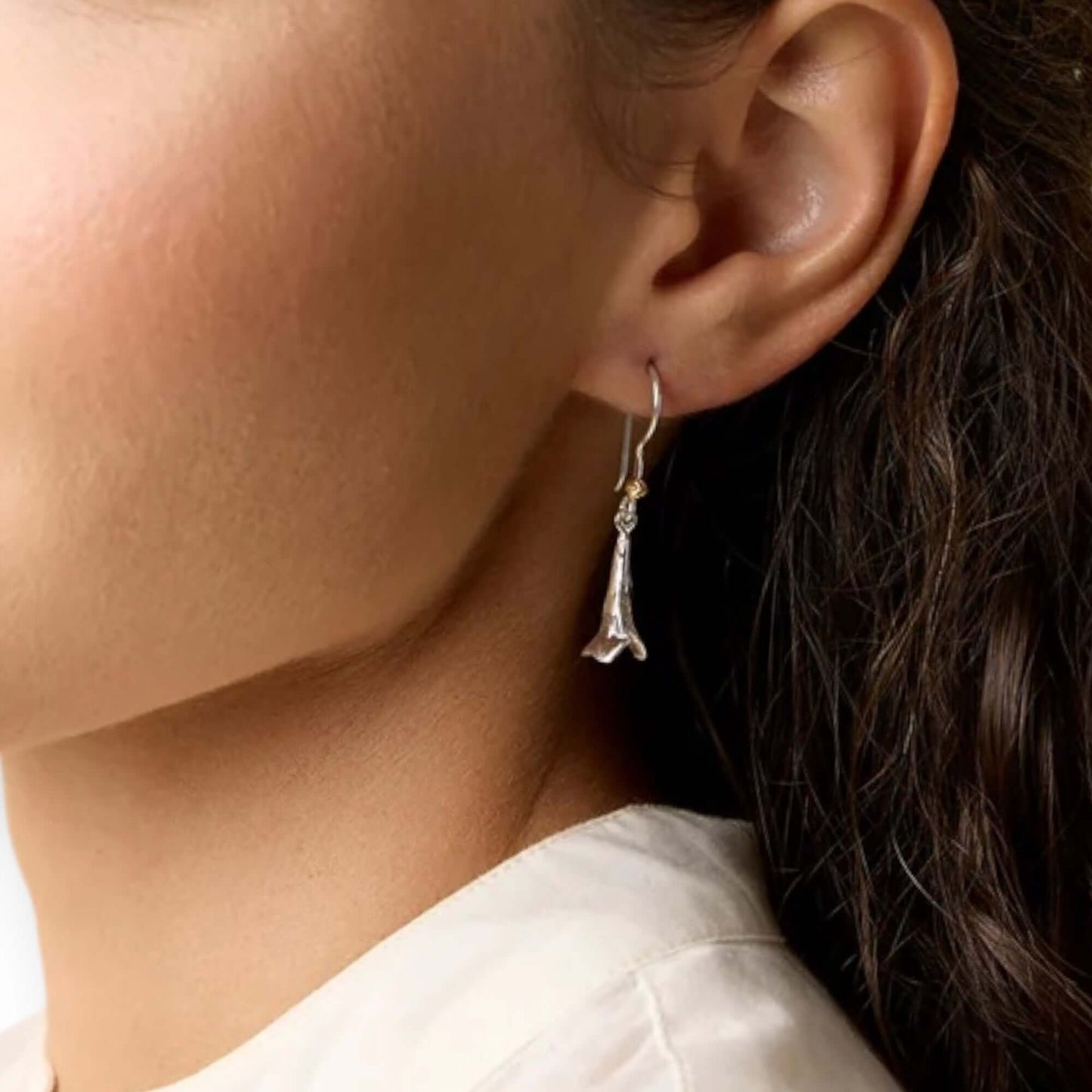 Contemporary Silver Drop Fuchsia Earrings with Gold Detail - Twelve Silver Trees