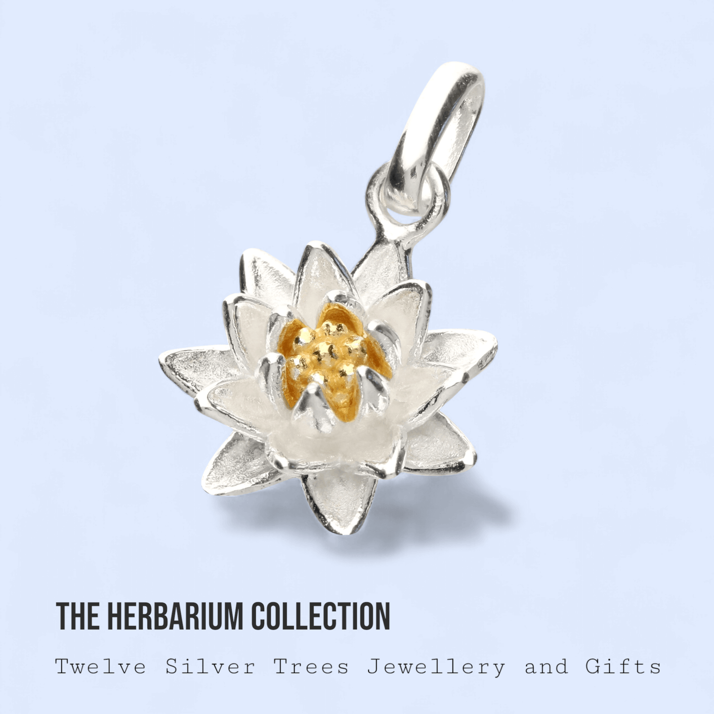 Water Lily Sterling Silver Pendant - Twelve Silver Trees