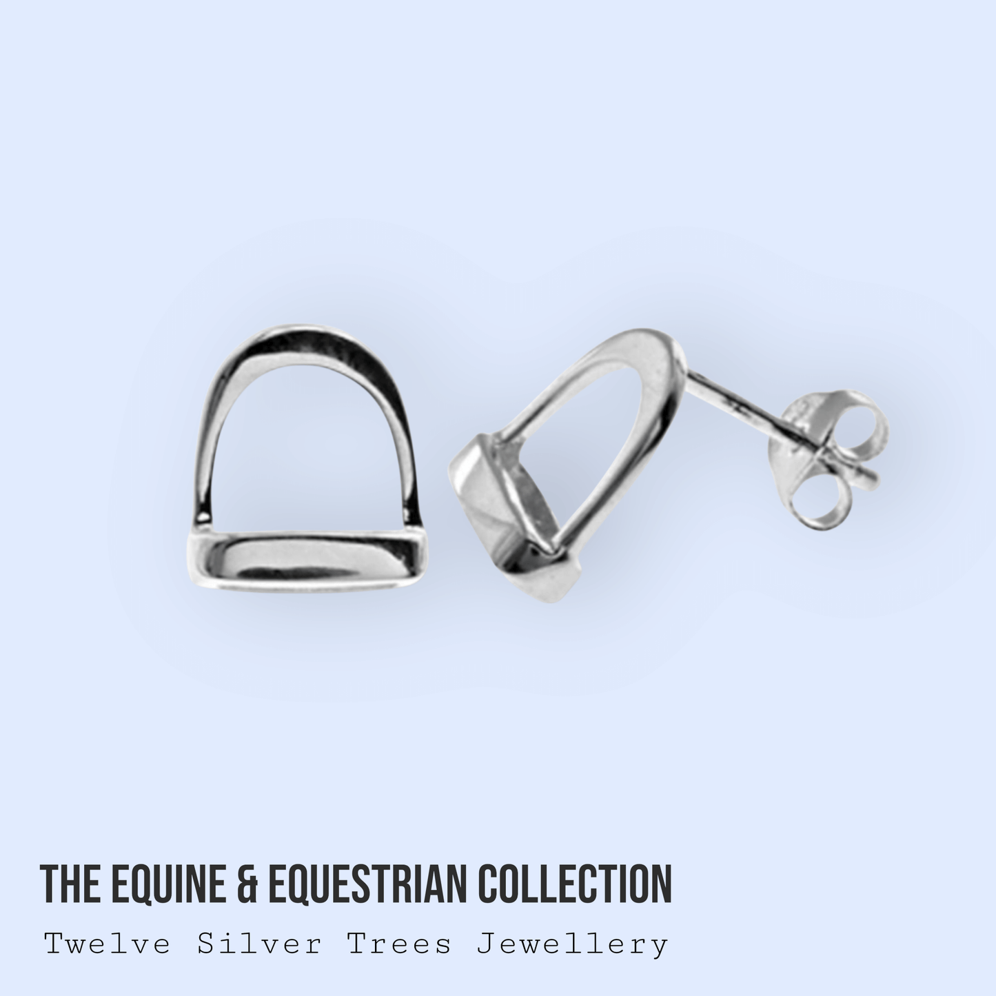 Sterling Silver Stirrup Stud Earrings - Twelve Silver Trees