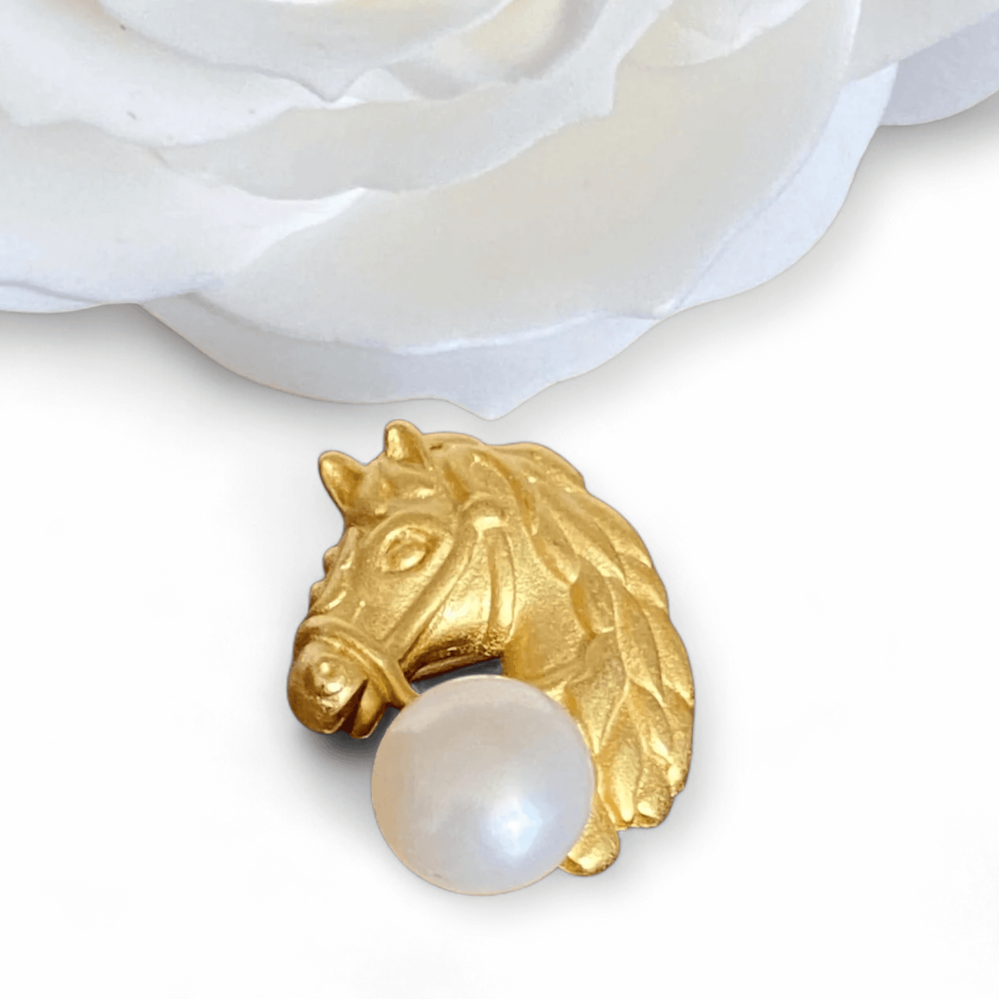 Miniature Horse Head Sterling Silver & Gilt Brooch - Twelve Silver Trees