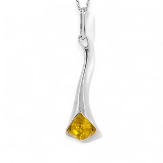 Sterling Silver & Amber Calla Lily Jewellery Set - Twelve Silver Trees