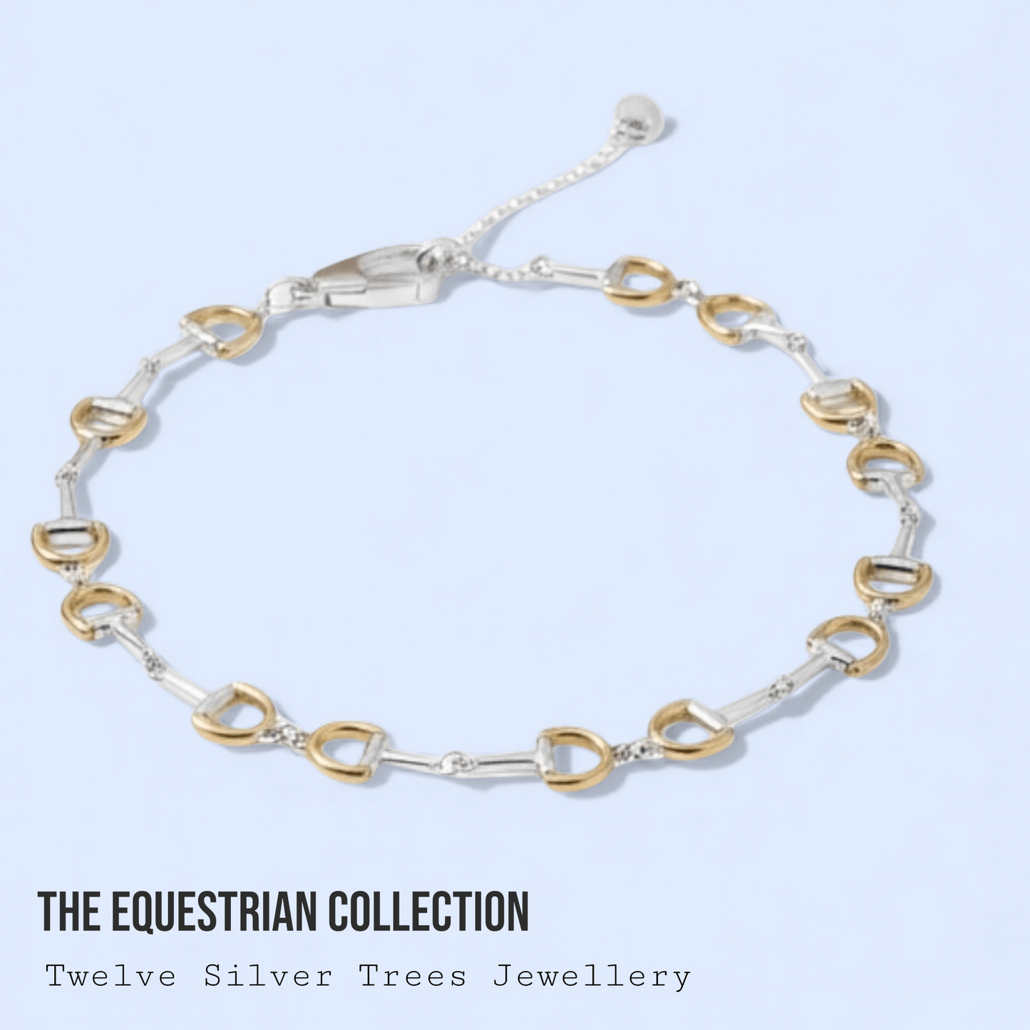 Continuous Snaffle Bracelet, Sterling Silver & 18 Carat Gold - Twelve Silver Trees