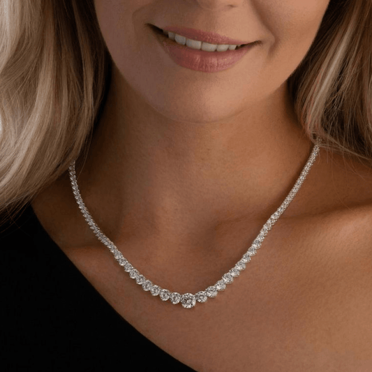 Graduated Sterling Silver Tennis Necklace - Special Order - Twelve Silver Trees