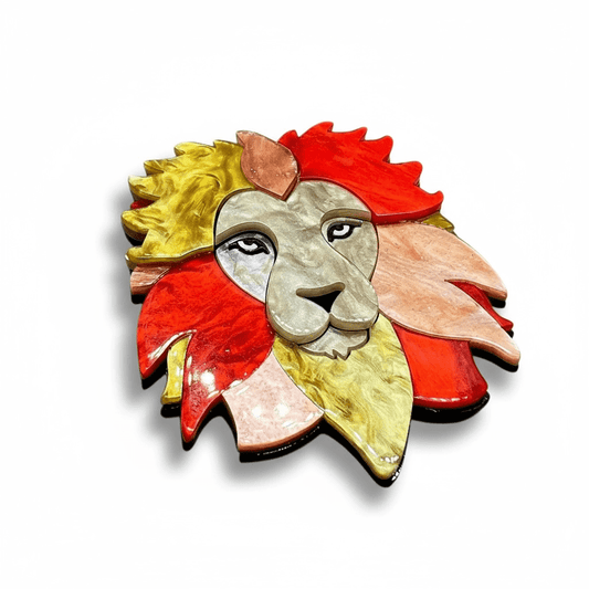 Lion Acrylic Statement Brooch - Twelve Silver Trees