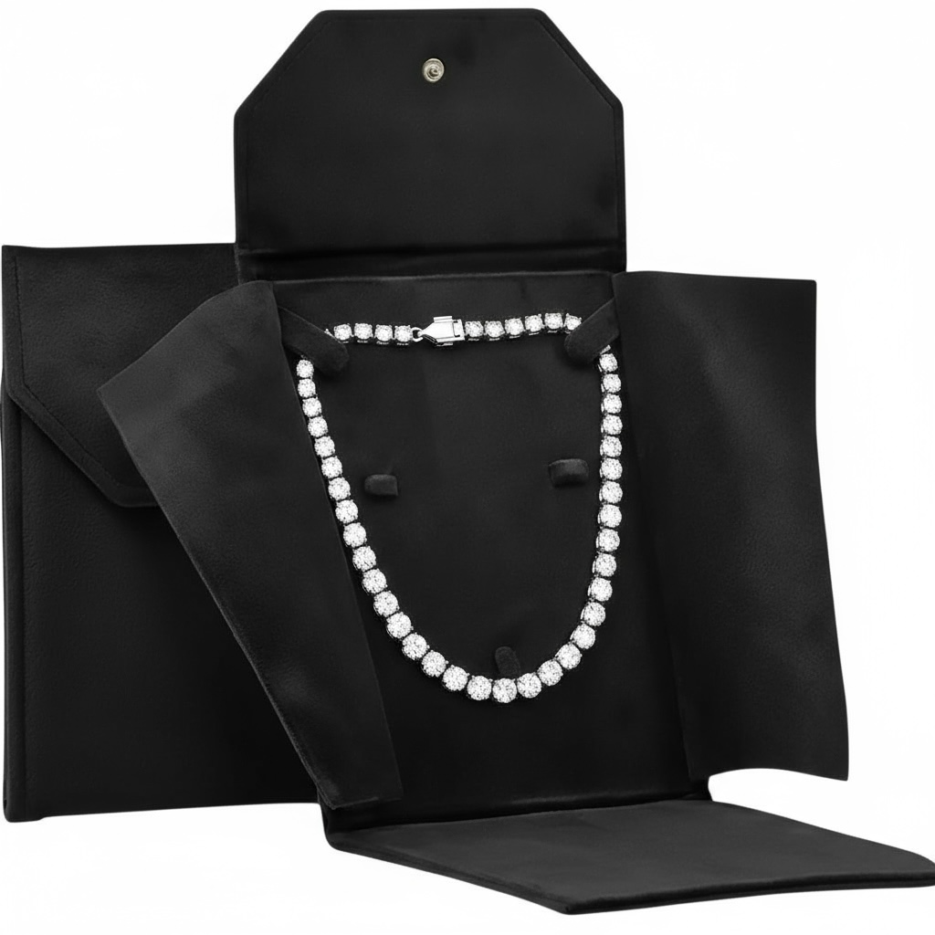 Luxury Velvet Necklace & Pearl Folio Case – Black Velvet - Twelve Silver Trees