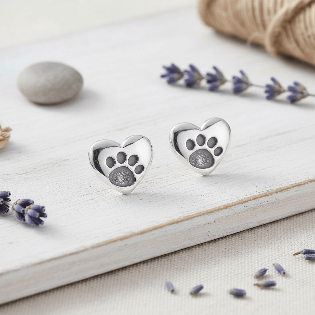 Sterling Silver Paw Print Stud Earrings - Twelve Silver Trees