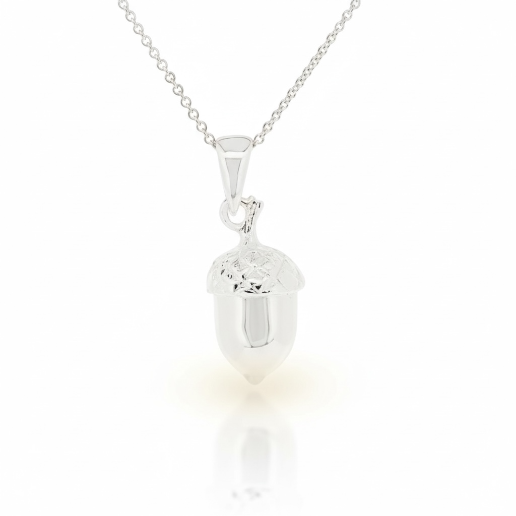 Sterling Silver Acorn Pendant - Twelve Silver Trees