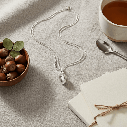 Sterling Silver Acorn Pendant - Twelve Silver Trees