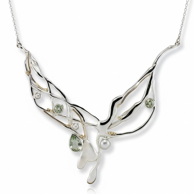 Freshwater Pearl and Green Amethyst Necklace