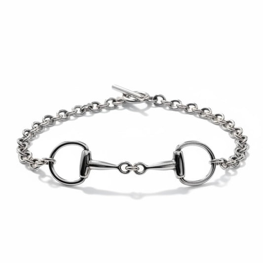 Chunky single snaffle Sterling silver bracelet - Twelve Silver Trees