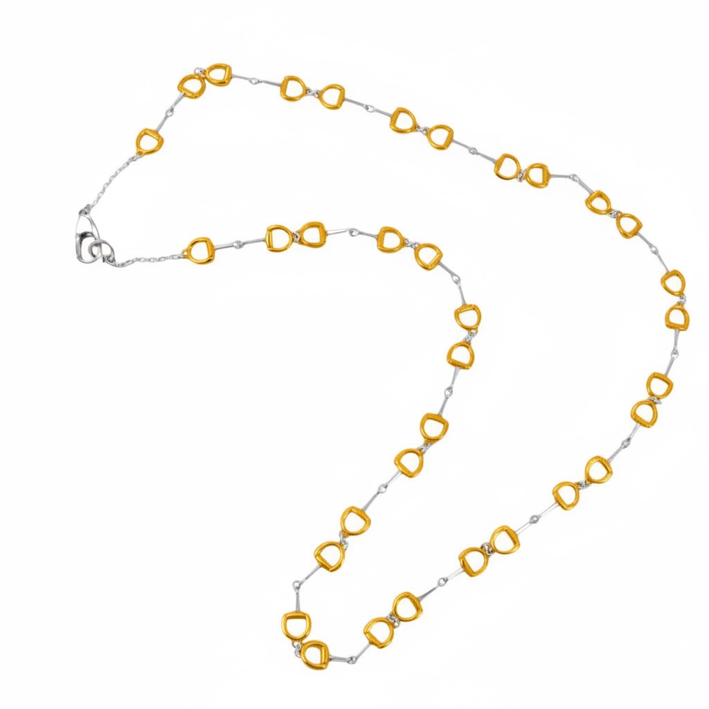 Continuous Snaffle Necklace Sterling Silver And 18 Carat Gold. - Twelve Silver Trees