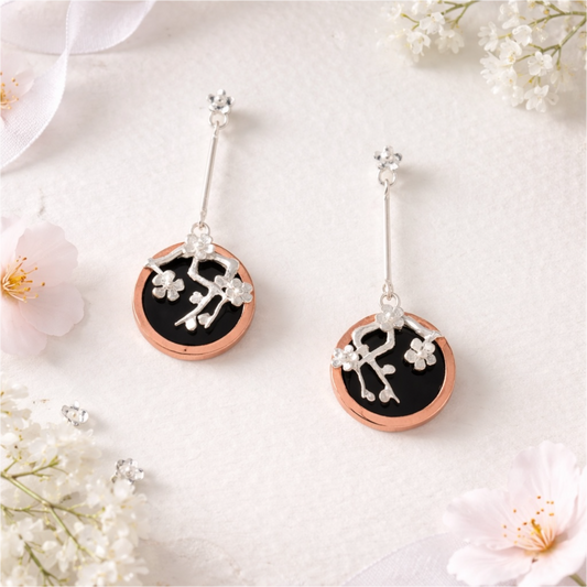 Sakura Blossom Drop Earrings - Twelve Silver Trees