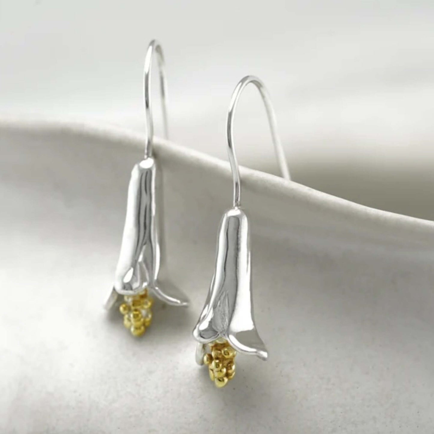 Bluebell Bloom Sterling Silver Earrings with 18ct Gold Accents - Twelve Silver Trees