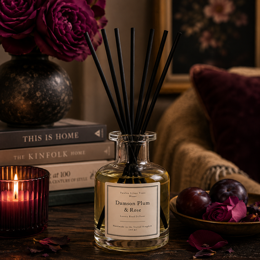 Handmade Damson, Plum & Rose Luxury Reed Diffuser - Twelve Silver Trees