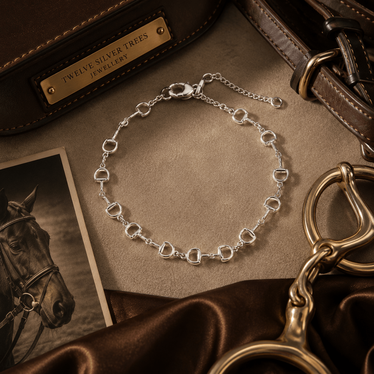Continuous Sterling Silver Snaffle Link Bracelet - Twelve Silver Trees