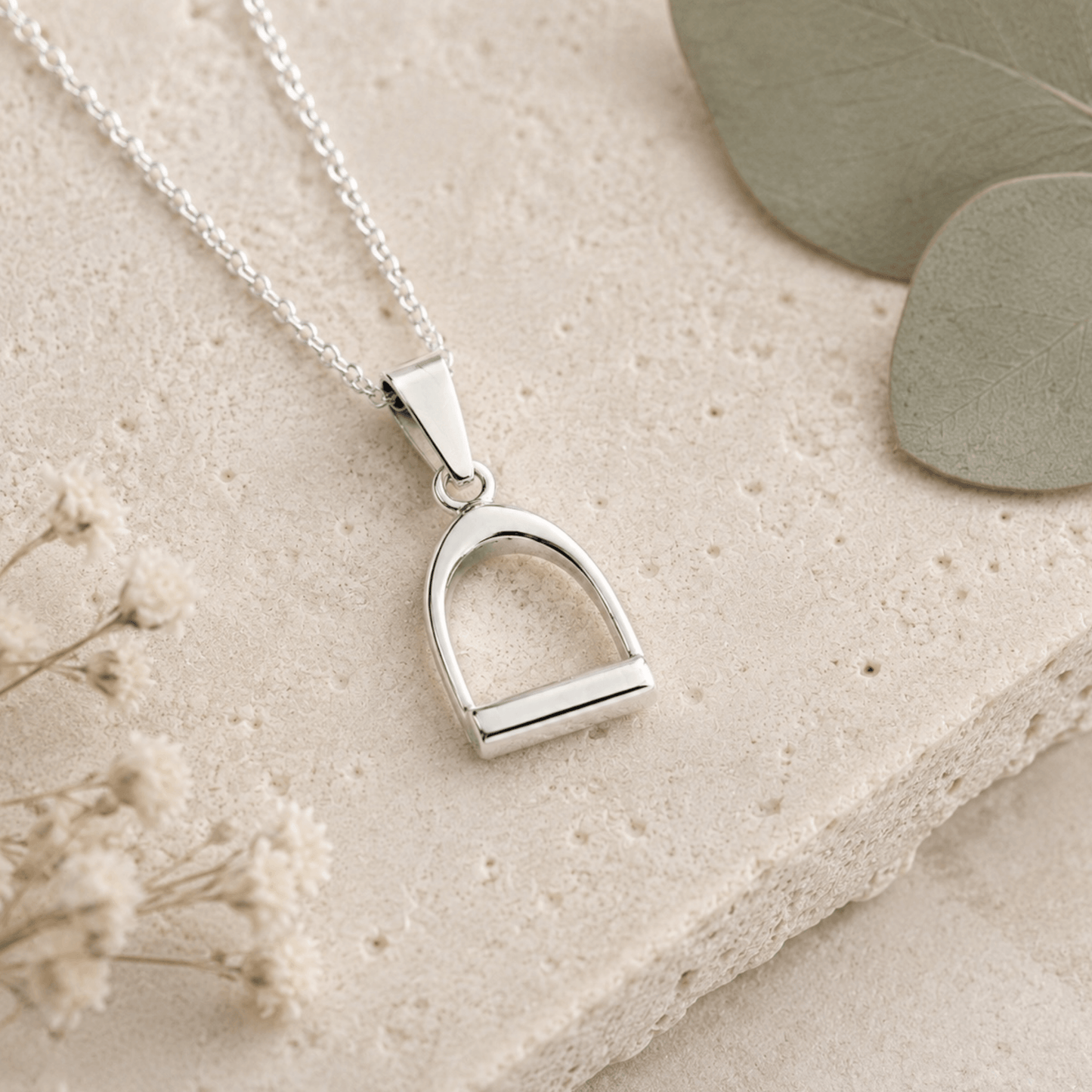 Small Sterling Silver Stirrup Pendant Necklace - Twelve Silver Trees