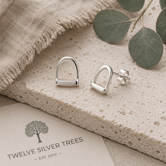 Sterling Silver Stirrup Stud Earrings – Small - Twelve Silver Trees