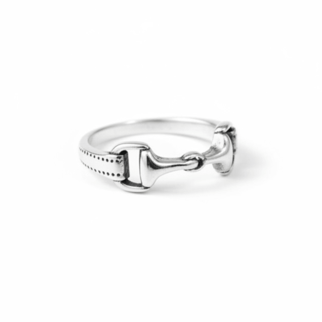 Sterling Silver Snaffle Ring with Stitch Detail - Twelve Silver Trees
