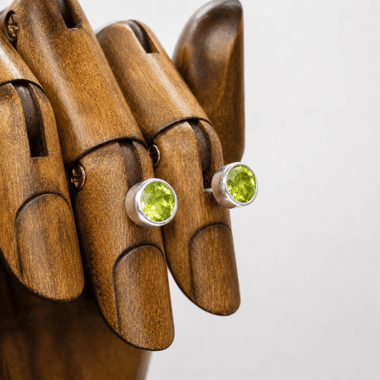 Sunlit Earth Natural Peridot Sterling Silver Stud Earrings – 6mm - Twelve Silver Trees