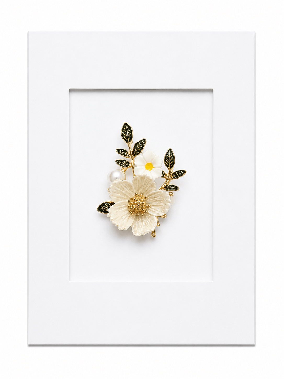 Wildflower Blossom Keepsake Card – Enamel & Faux Pearl Brooch - Twelve Silver Trees