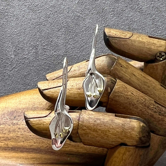 Elegant Calla Lily Handmade Hook Earrings. - Twelve Silver Trees