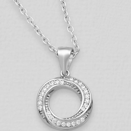 Contorted Twist Full Eternity Created Diamond Pendant & Earrings - Twelve Silver Trees