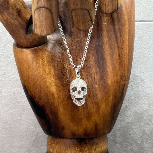 Fine Zirconia Sterling Silver Crystal Skull Pendant - Twelve Silver Trees