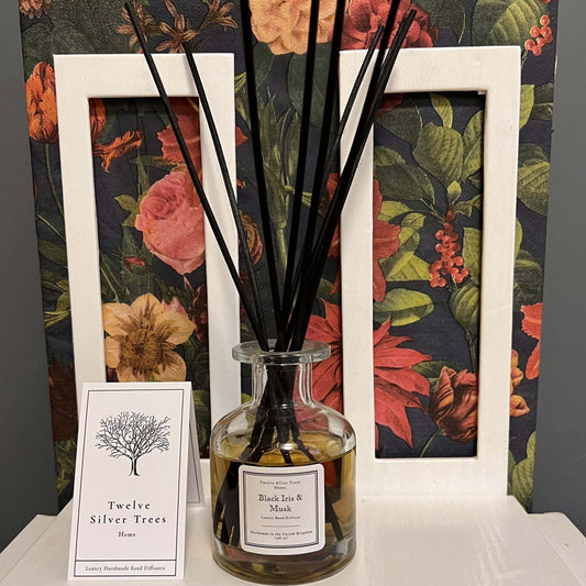Handmade Black Iris & Musk Luxury Reed Diffuser - Twelve Silver Trees