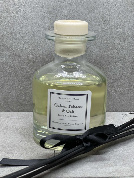 Handmade Cuban Tobacco & Oak Luxury Reed Diffuser - Twelve Silver Trees