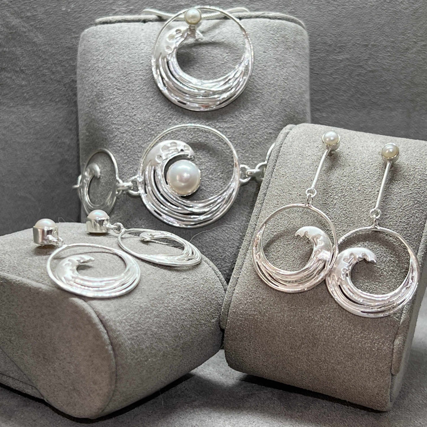 Japanese Inspired Hokusai The Great Wave Sterling Silver Earrings - Twelve Silver Trees