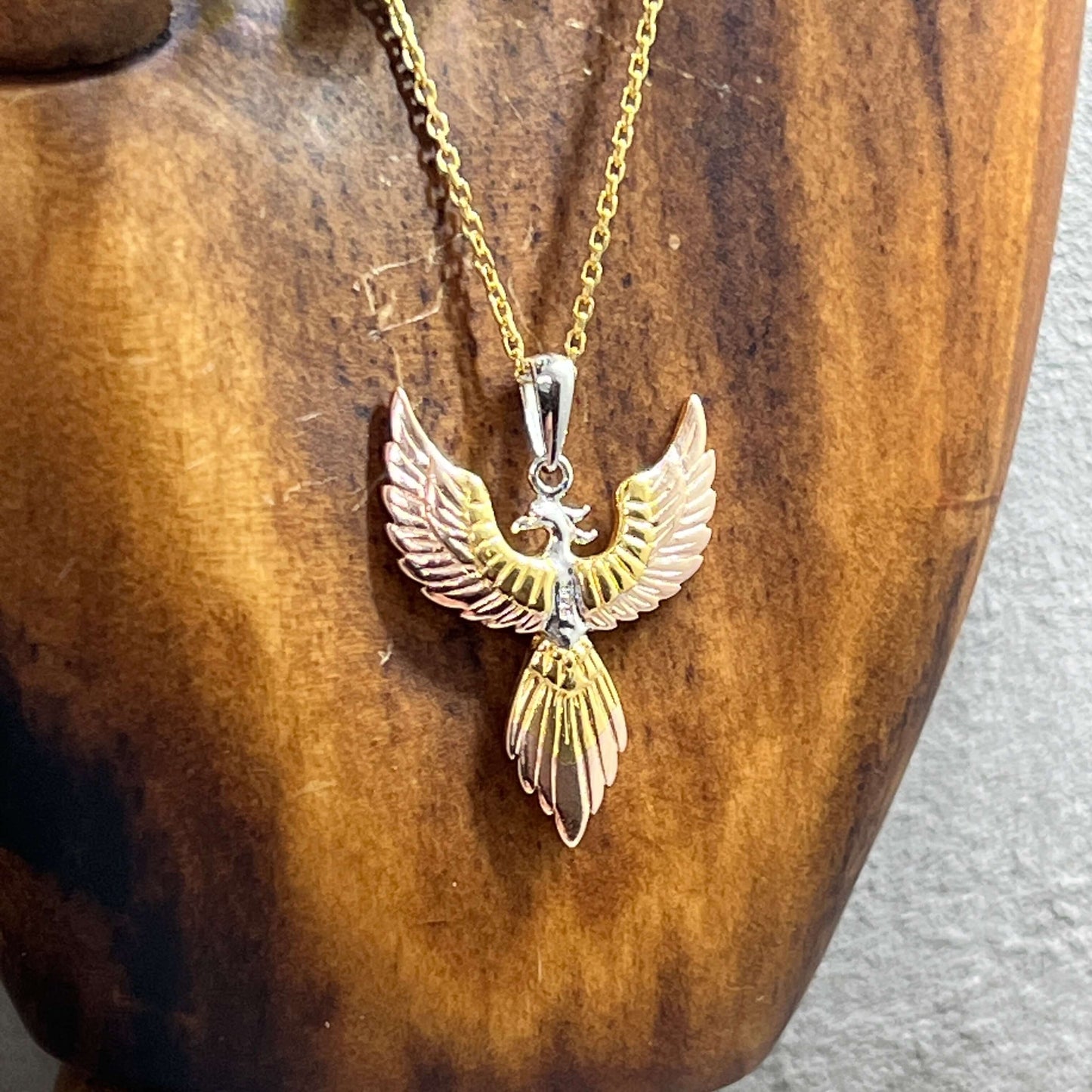 Phoenix Rising Three Tone Sterling Silver Pendant - Twelve Silver Trees