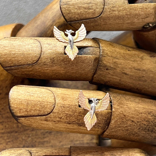 Phoenix Rising Three Tone Sterling Silver Stud Earrings - Twelve Silver Trees